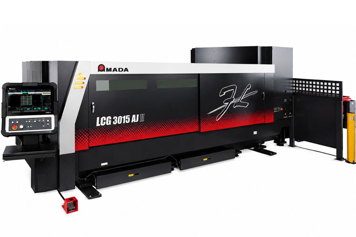 Laser cutter in action cutting a metal part