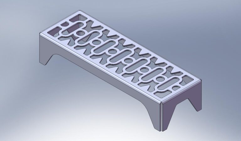 Laser-Cut Stainless Steel Drainage Grille manufactured by Techrail Precision-cut stainless steel grille for a commercial drainage application.
